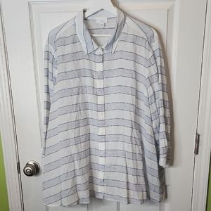 J. Jill Striped Gauzy Lightweight Button down Shirt Women's Size 2X